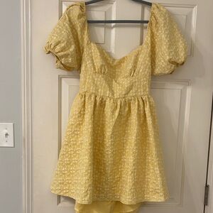 Yellow Puff Sleeve Dress